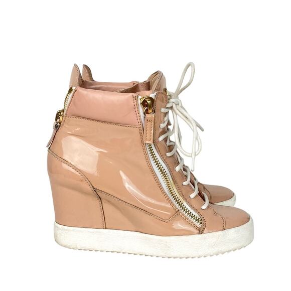 Giuseppe Zanotti Shoes - GIUSEPPE ZANOTTI Leather Wedge Sneakers Kicks Trainers in Blush - 38 - $895.